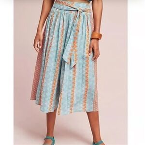 Stylish Blue and Orange Patterned Midi Shorts